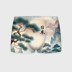 Трусы-боксеры мужские Сосна в Японском пейзаже, цвет: 3D-принт