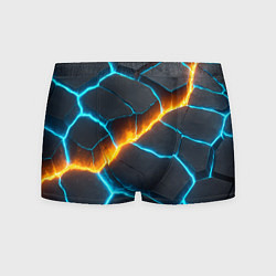 Трусы-боксеры мужские Оранжевая лава из синих неоновых плит, цвет: 3D-принт