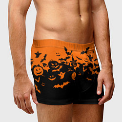 Трусы-боксеры мужские Хэллоуин тыквы и призраки, цвет: 3D-принт — фото 2