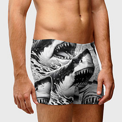 Трусы-боксеры мужские Белая акула - стая, цвет: 3D-принт — фото 2