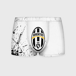 Трусы-боксеры мужские Ювентус черные краски всплеск, цвет: 3D-принт