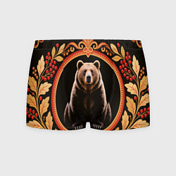 Трусы-боксеры мужские Медведь в орнаменте, цвет: 3D-принт
