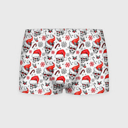 Трусы-боксеры мужские Новогодние черепа, цвет: 3D-принт