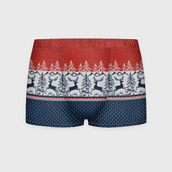 Трусы-боксеры мужские Вязаный узор с оленями, цвет: 3D-принт