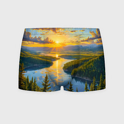 Трусы-боксеры мужские Золотой путь реки, цвет: 3D-принт