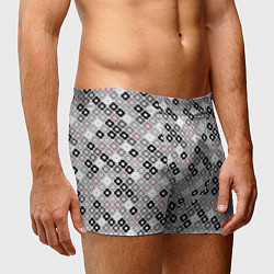 Трусы-боксеры мужские Цветочный серо-розовый узор ретро, цвет: 3D-принт — фото 2