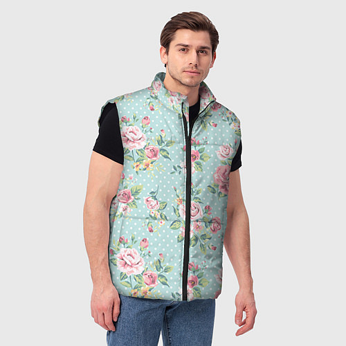 Мужской жилет Цветы ретро 1 / 3D-Черный – фото 3