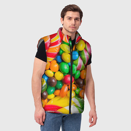 Мужской жилет Сладкие конфетки / 3D-Светло-серый – фото 3