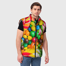 Мужской жилет Сладкие конфетки, цвет: 3D-светло-серый — фото 2
