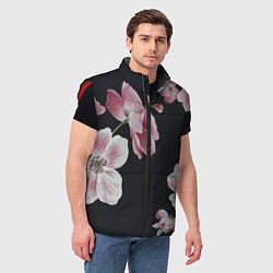 Мужской жилет Цветы на черном фоне, цвет: 3D-красный — фото 2