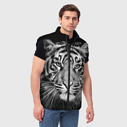 Мужской жилет Мордочка тигра, цвет: 3D-черный — фото 2