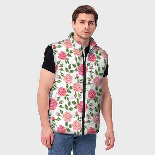 Мужской жилет Розы Паттерн / 3D-Черный – фото 3