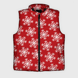 Мужской жилет Новогодние Снежинки, цвет: 3D-черный