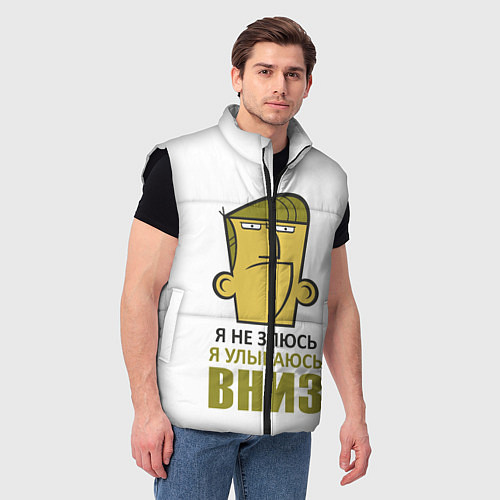 Мужской жилет Я не злюсь, я улыбаюсь вниз / 3D-Черный – фото 3