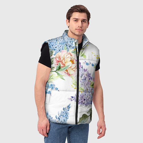 Мужской жилет Сирень и Пионы / 3D-Черный – фото 3