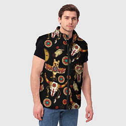 Мужской жилет Индейские культовые символы, цвет: 3D-черный — фото 2