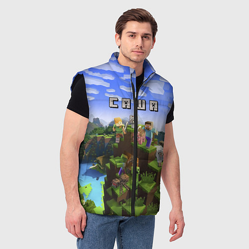 Мужской жилет Майнкрафт: Саша / 3D-Черный – фото 3