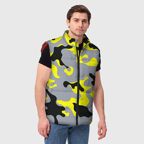 Мужской жилет Yellow & Grey Camouflage / 3D-Красный – фото 3