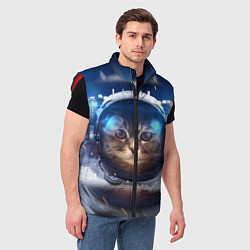 Мужской жилет Кот-космонавт, цвет: 3D-красный — фото 2