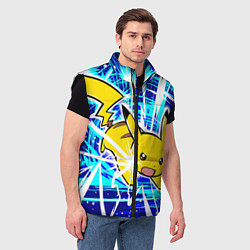 Мужской жилет Пикачу бежит с молниями, цвет: 3D-черный — фото 2