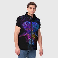 Мужской жилет Слон орнамент, цвет: 3D-черный — фото 2