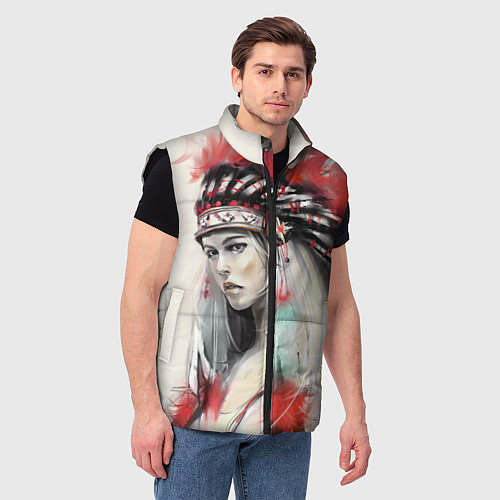 Мужской жилет Индейская девушка / 3D-Черный – фото 3