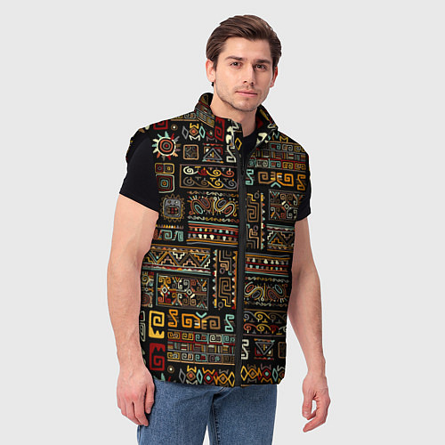 Мужской жилет Этнический орнамент - Африка / 3D-Черный – фото 3