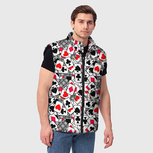 Мужской жилет Игральные карты - тузы / 3D-Черный – фото 3