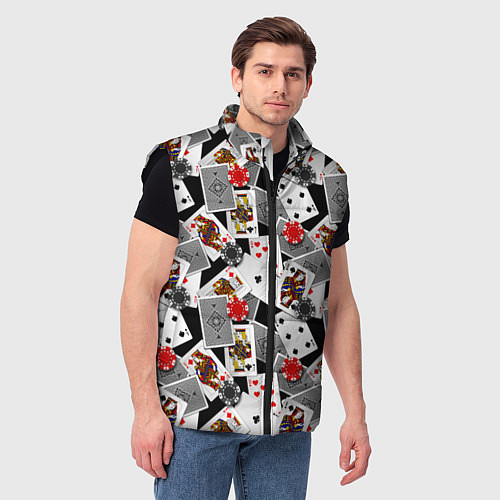 Мужской жилет Игральные карты и фишки / 3D-Черный – фото 3