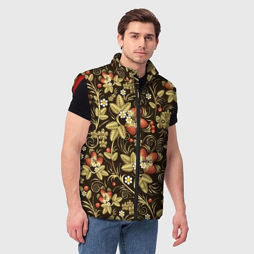Мужской жилет Хохлома роспись клубника / 3D-Красный – фото 3