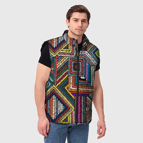 Мужской жилет Этнический ковровый орнамент / 3D-Черный – фото 3