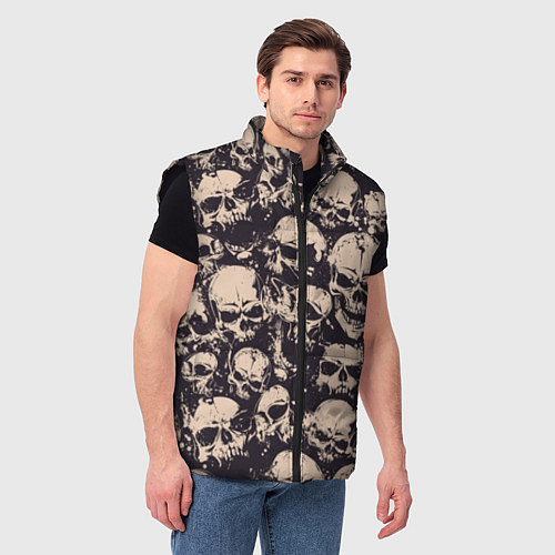 Мужской жилет Черепа - паттерн / 3D-Черный – фото 3