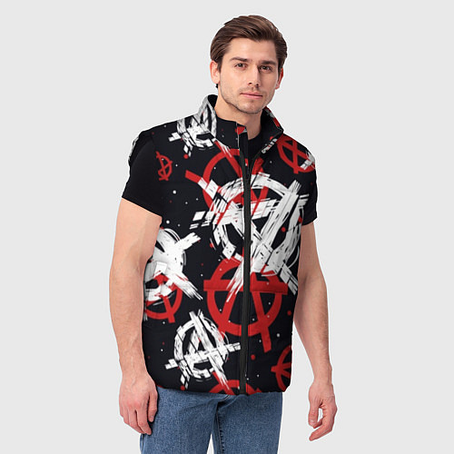 Мужской жилет Анархия - паттерн / 3D-Черный – фото 3