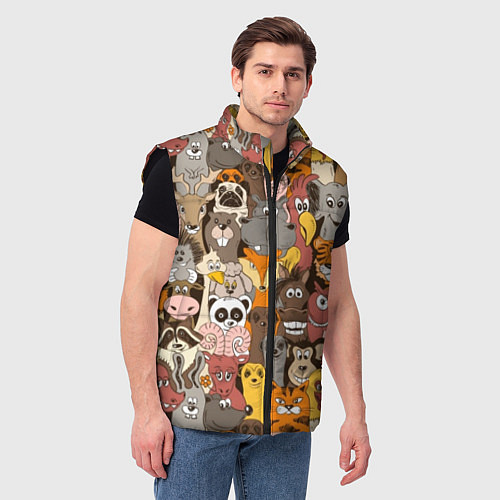 Мужской жилет Прикольные зверушки / 3D-Черный – фото 3