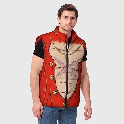 Мужской жилет One Piece грудь Луффи со шляпой для косплея / 3D-Красный – фото 3