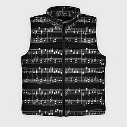 Мужской жилет Ноты - белые на черном, цвет: 3D-черный