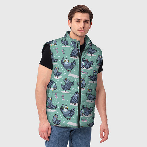 Мужской жилет Голуби и червяки / 3D-Черный – фото 3