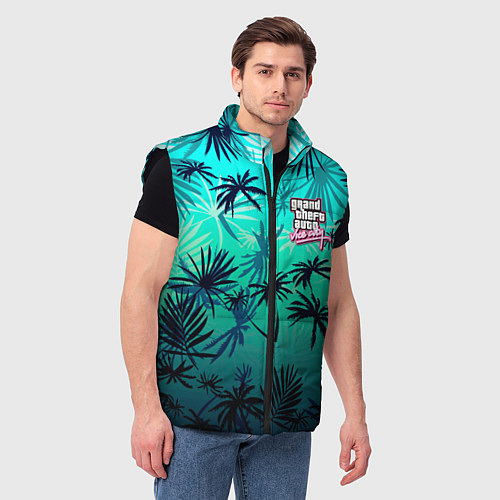 Мужской жилет GTA пальмы / 3D-Черный – фото 3