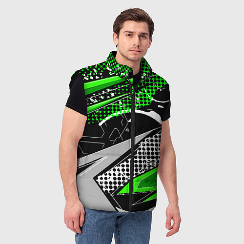 Мужской жилет Black and green corners / 3D-Черный – фото 3