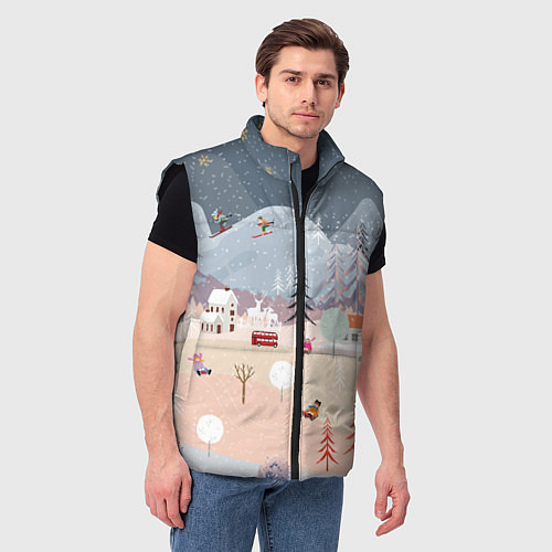 Мужской жилет Новогодние каникулы / 3D-Черный – фото 3