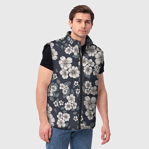 Мужской жилет Цветочный букет / 3D-Черный – фото 3