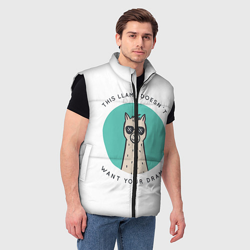 Мужской жилет Лама не хочет твоей драмы / 3D-Черный – фото 3