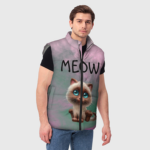 Мужской жилет Кошечка / 3D-Светло-серый – фото 3