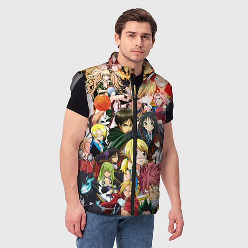 Мужской жилет Аниме коллаж / 3D-Светло-серый – фото 3