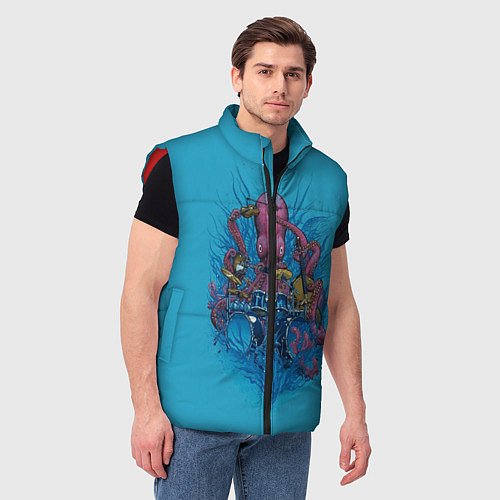 Мужской жилет Осьминог барабанщик / 3D-Красный – фото 3
