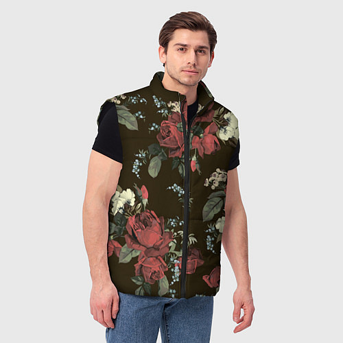 Мужской жилет Букет роз / 3D-Черный – фото 3