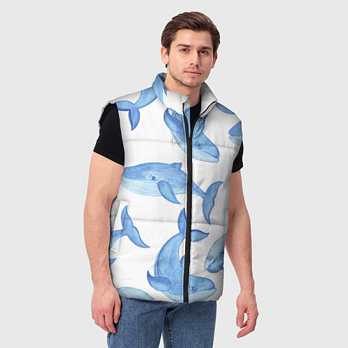 Мужской жилет Косяк китов / 3D-Черный – фото 3