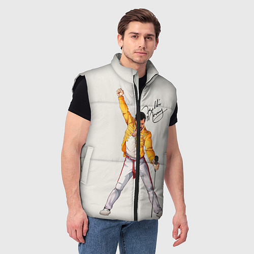 Мужской жилет Фредди Меркьюри автограф / 3D-Черный – фото 3