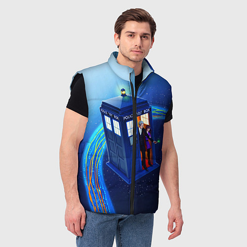 Мужской жилет ДОКТОР И КЛАРА И ТАРДИС / 3D-Черный – фото 3