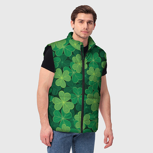 Мужской жилет Ирландский клевер / 3D-Черный – фото 3